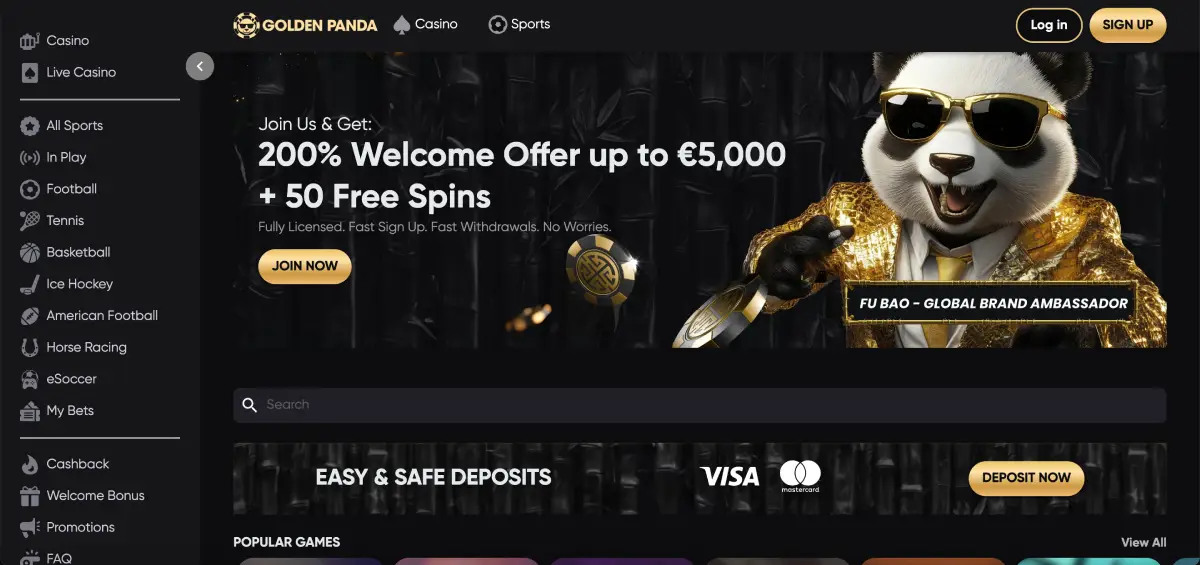 Golden Panda interface